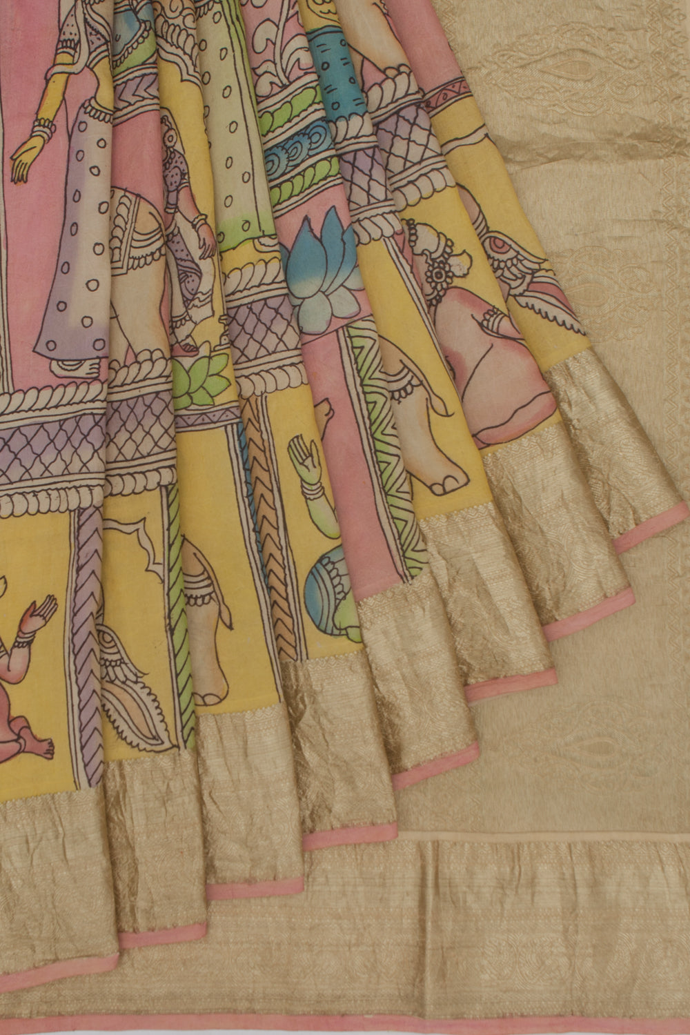 Kanchipuram Silk Kalamkari Multicolour Saree