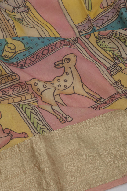Kanchipuram Silk Kalamkari Multicolour Saree