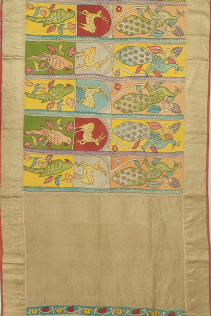 Kanchipuram Silk Kalamkari Multicolour Saree