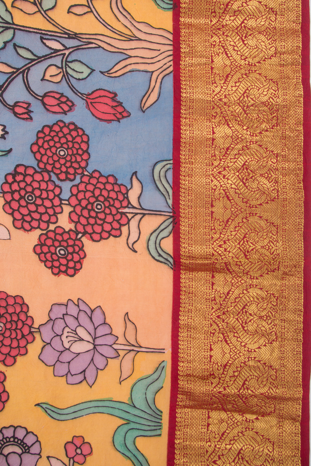 Kanchipuram Silk Kalamkari Multicolour Saree