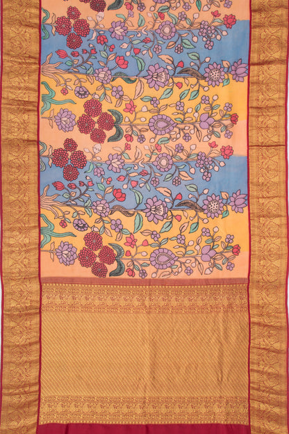 Kanchipuram Silk Kalamkari Multicolour Saree