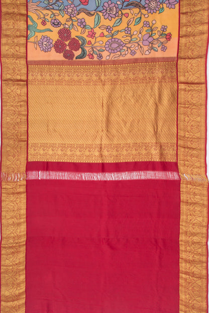 Kanchipuram Silk Kalamkari Multicolour Saree