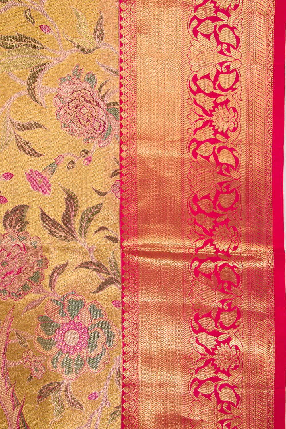Kanchipuram Silk Tissue Jaal Gold Saree