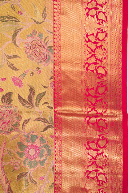 Kanchipuram Silk Tissue Jaal Gold Saree
