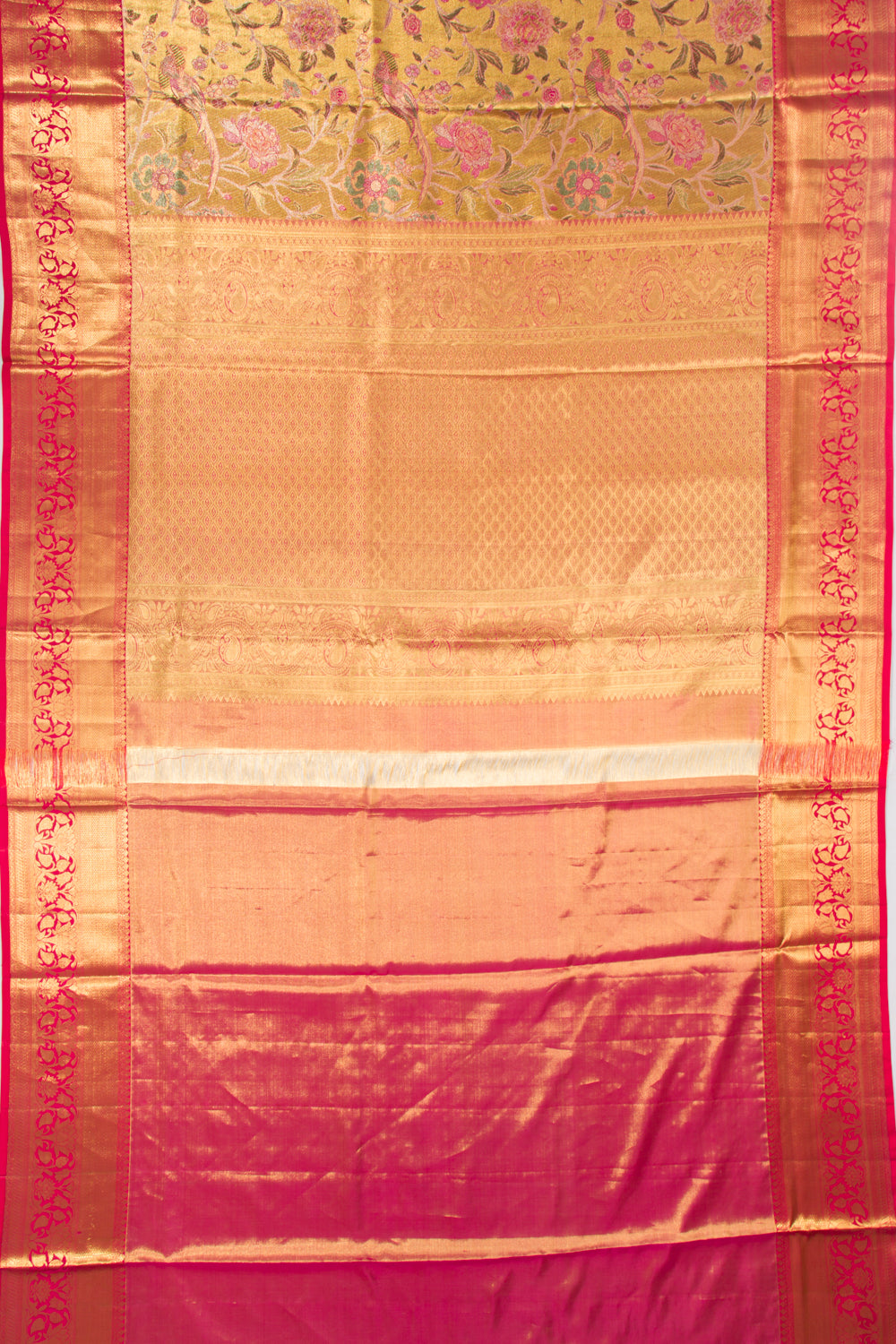 Kanchipuram Silk Tissue Jaal Gold Saree