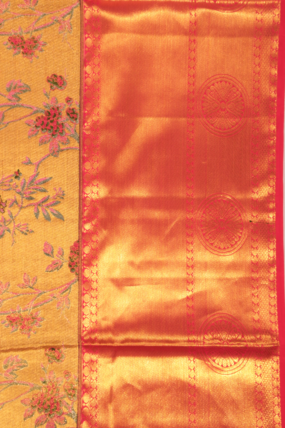 Kanchipuram Silk Tissue Jaal Gold Saree