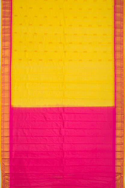 Gadwal Cotton Silk Tissue Butta Lemon Yellow Saree