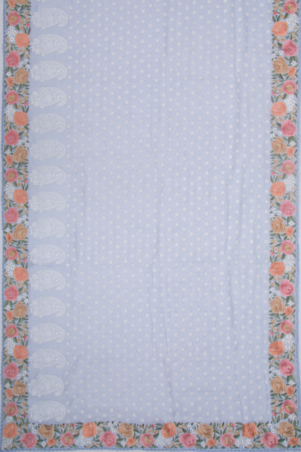 Pure Linen Embroidery Butta Pastel Blue Saree