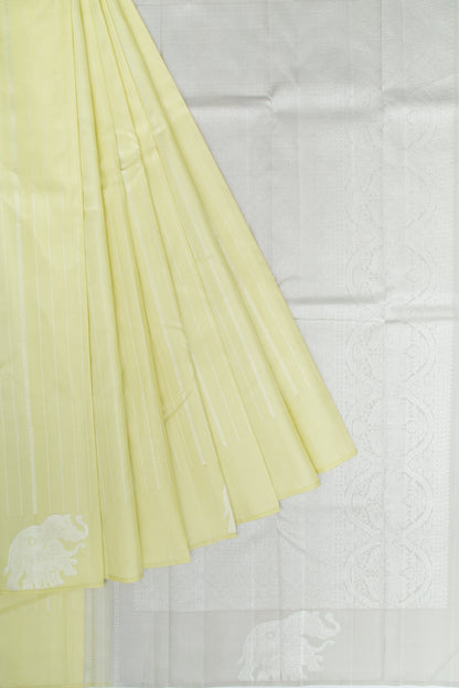 Kanchipuram Silk Vertical Lines Pastel Green Saree