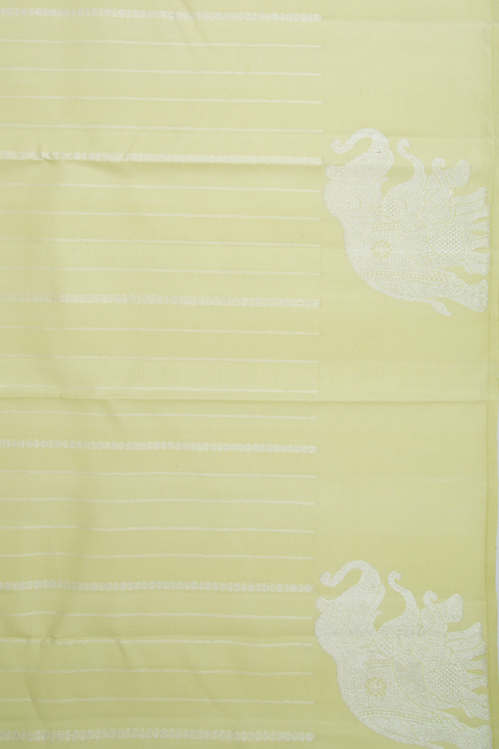 Kanchipuram Silk Vertical Lines Pastel Green Saree