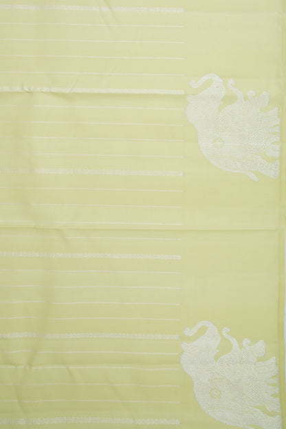 Kanchipuram Silk Vertical Lines Pastel Green Saree