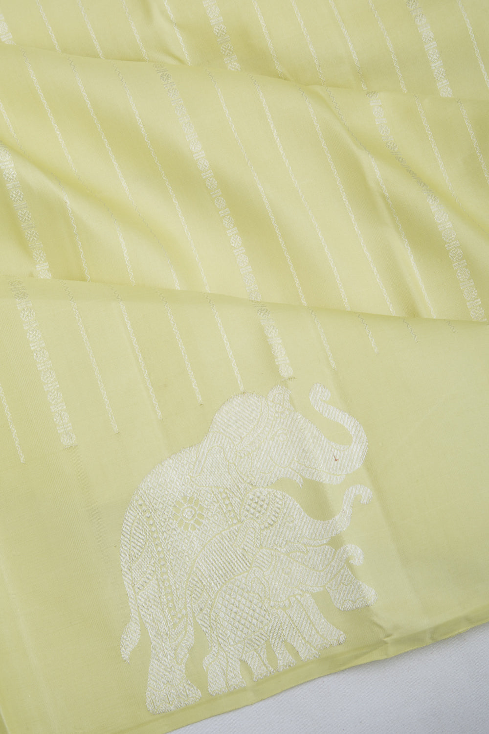 Kanchipuram Silk Vertical Lines Pastel Green Saree