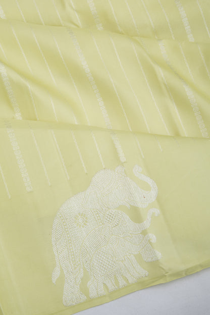 Kanchipuram Silk Vertical Lines Pastel Green Saree