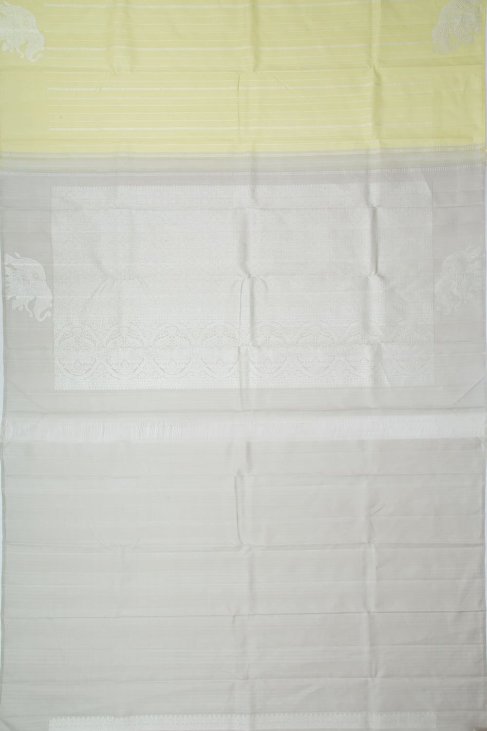 Kanchipuram Silk Vertical Lines Pastel Green Saree
