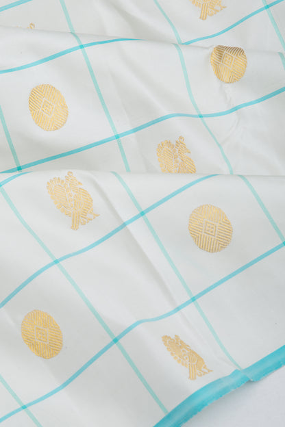 Kanchipuram Silk Checks and Butta White Saree