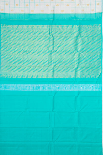 Kanchipuram Silk Checks and Butta White Saree