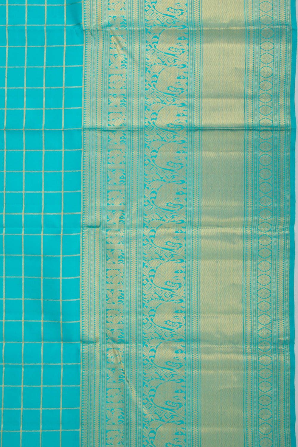 Kanchipuram Silk Checks Blue Saree