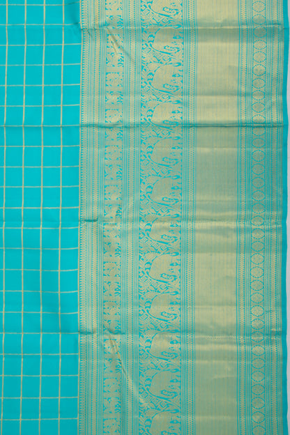 Kanchipuram Silk Checks Blue Saree