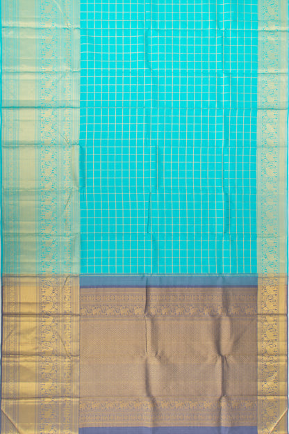 Kanchipuram Silk Checks Blue Saree