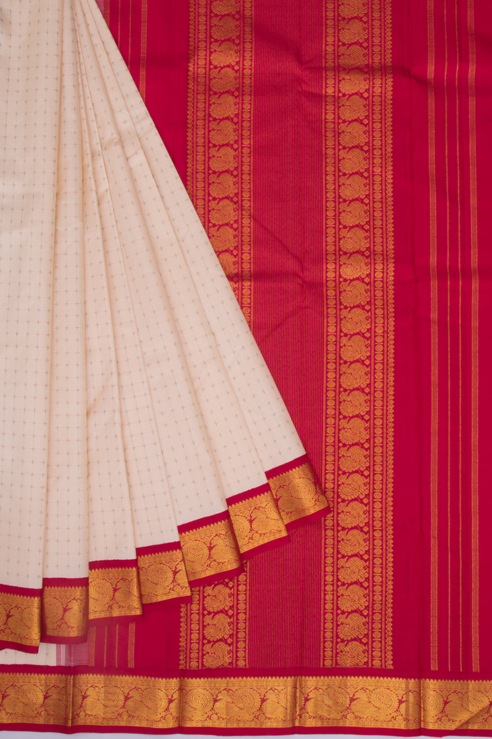 Kanchipuram Silk Butta Cream Saree