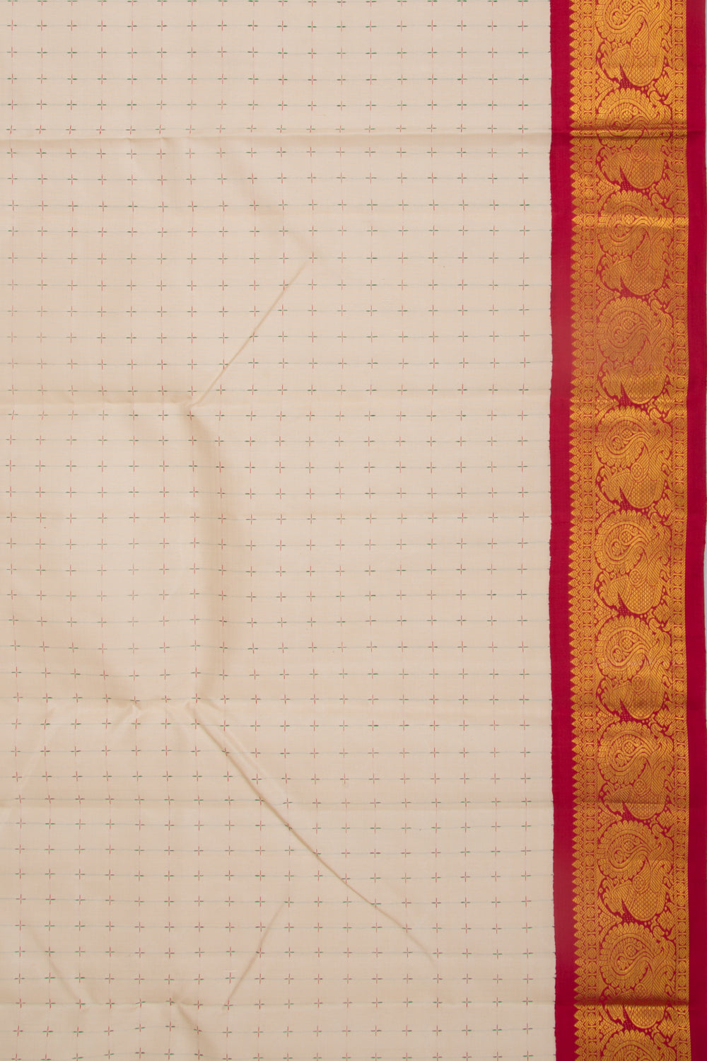 Kanchipuram Silk Butta Cream Saree