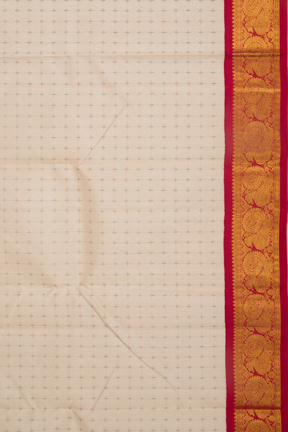Kanchipuram Silk Butta Cream Saree