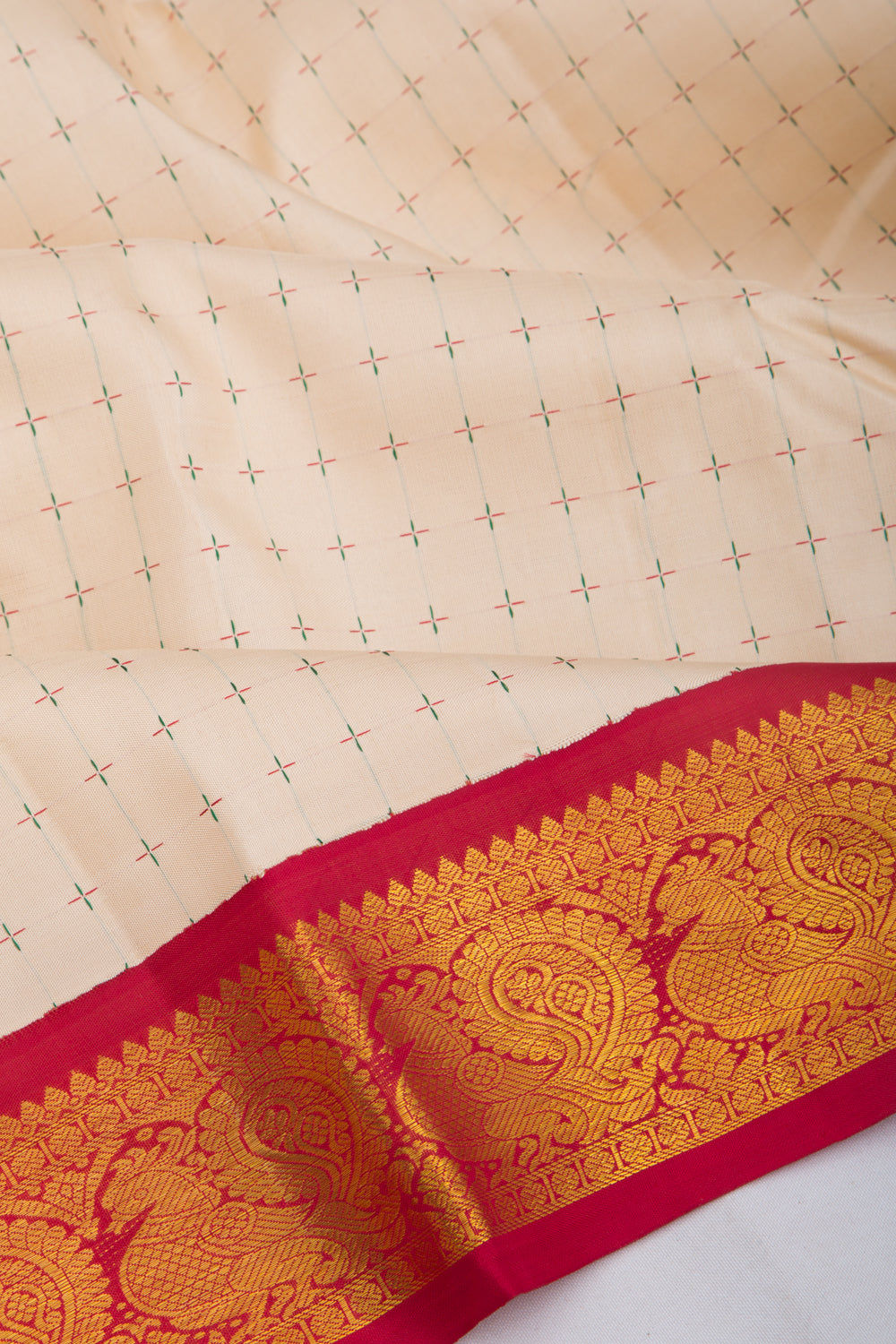 Kanchipuram Silk Butta Cream Saree