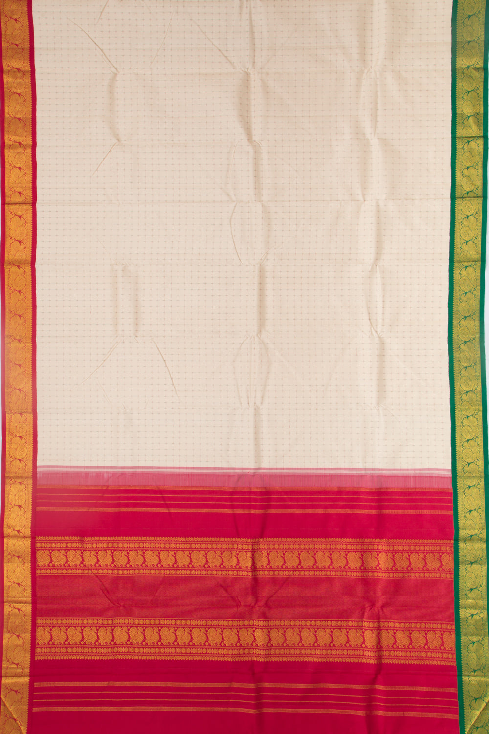 Kanchipuram Silk Butta Cream Saree