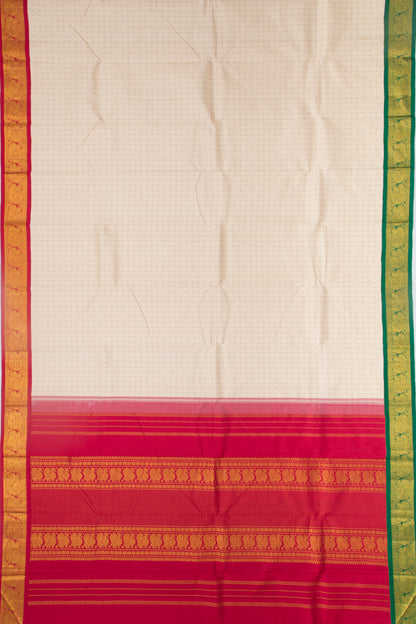 Kanchipuram Silk Butta Cream Saree