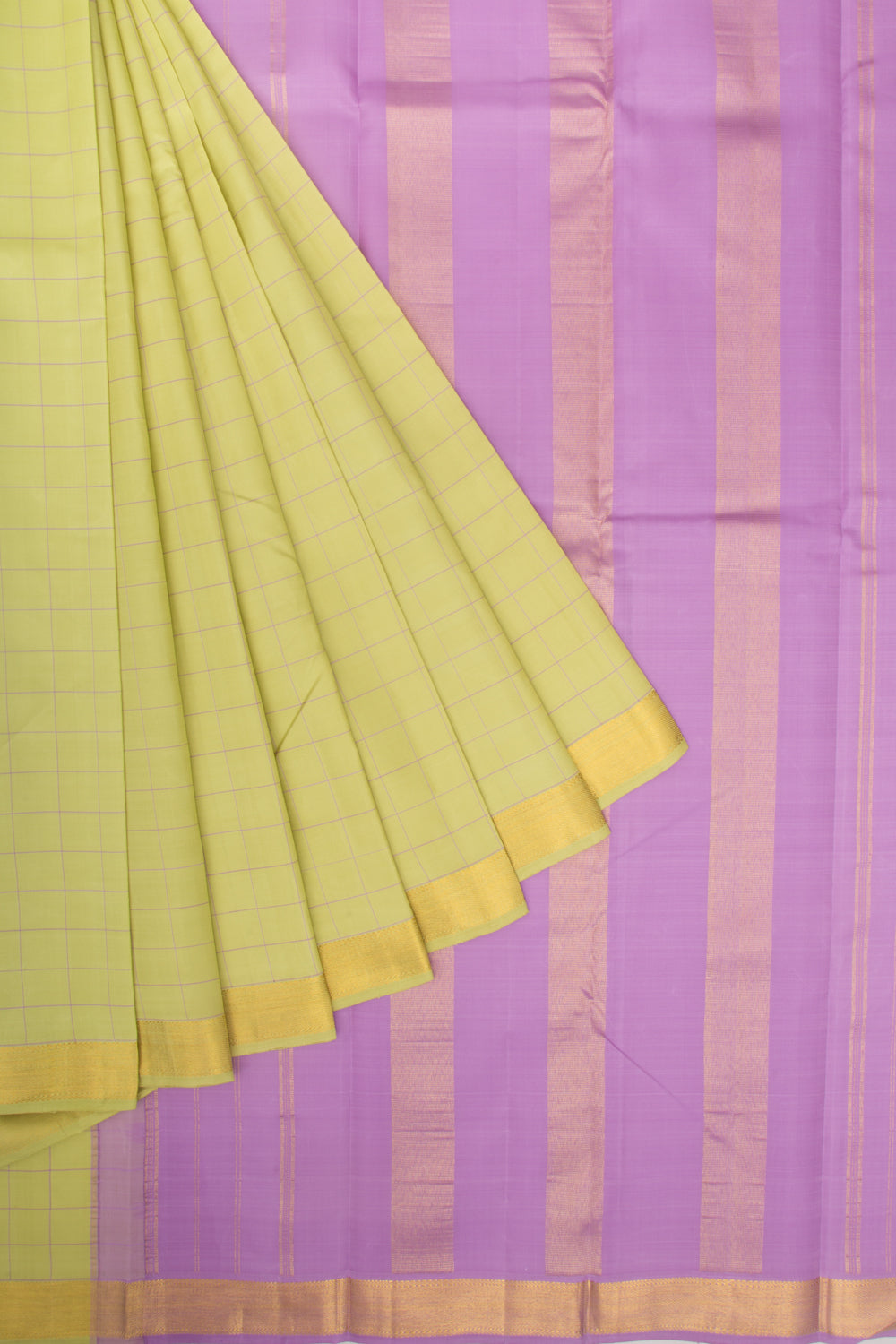 Kanchipuram Silk Checks Green Saree
