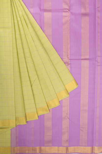 Kanchipuram Silk Checks Green Saree