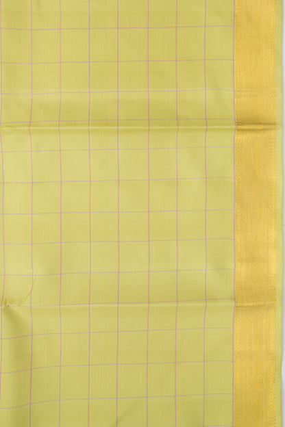 Kanchipuram Silk Checks Green Saree