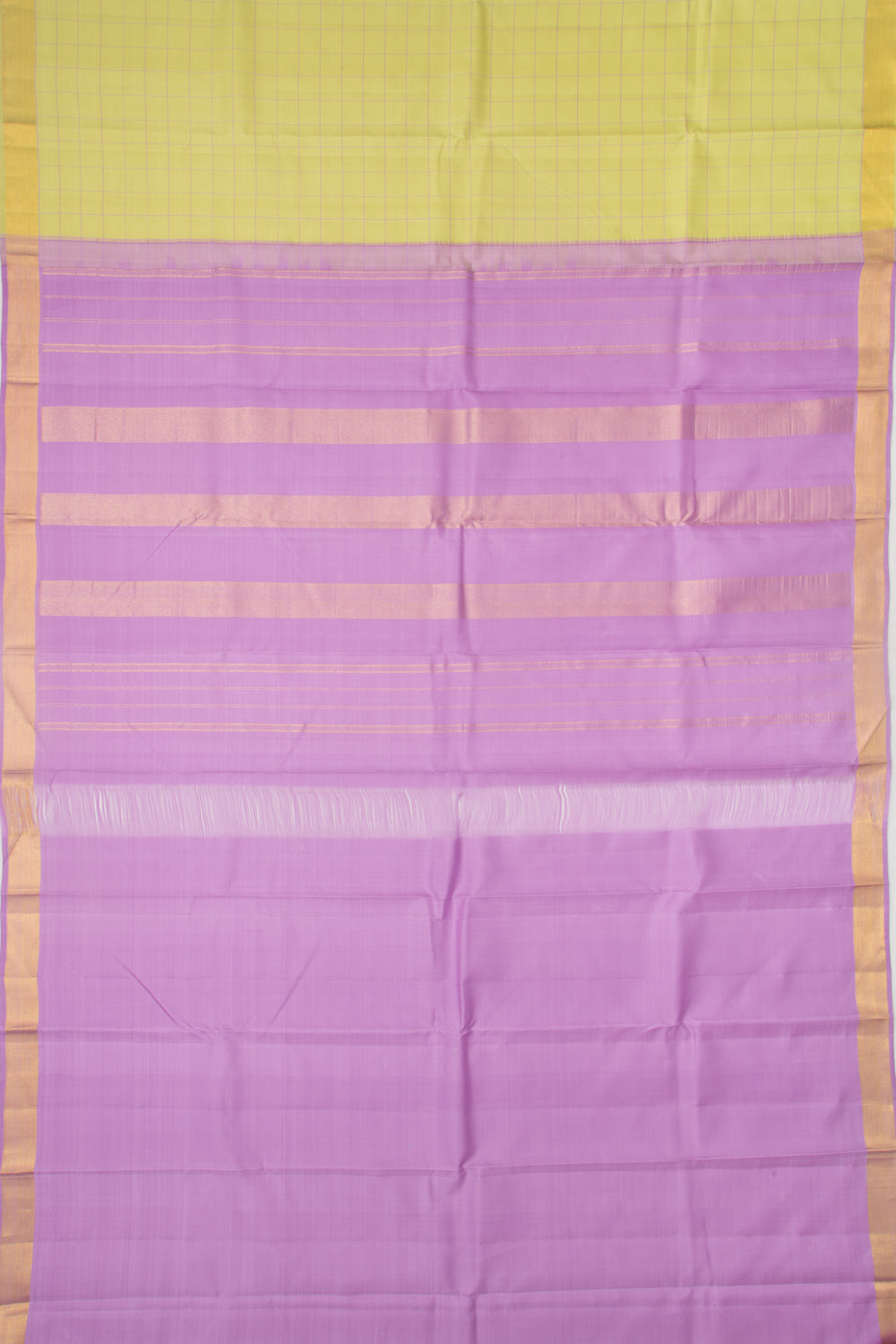 Kanchipuram Silk Checks Green Saree