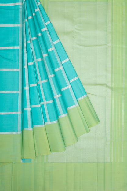 Kanchipuram Silk Checks Blue Saree