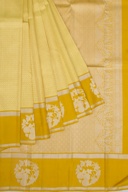 Kanchipuram Silk Brocade Yellow Saree