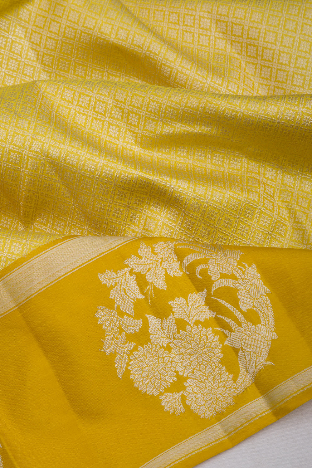 Kanchipuram Silk Brocade Yellow Saree