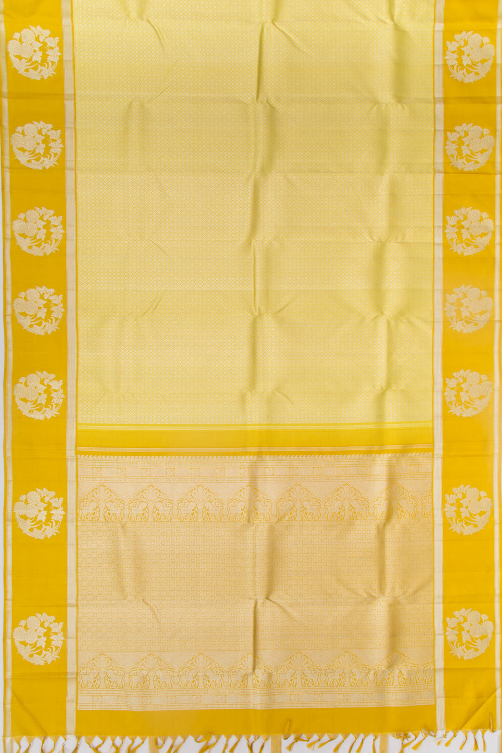 Kanchipuram Silk Brocade Yellow Saree
