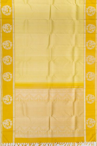 Kanchipuram Silk Brocade Yellow Saree