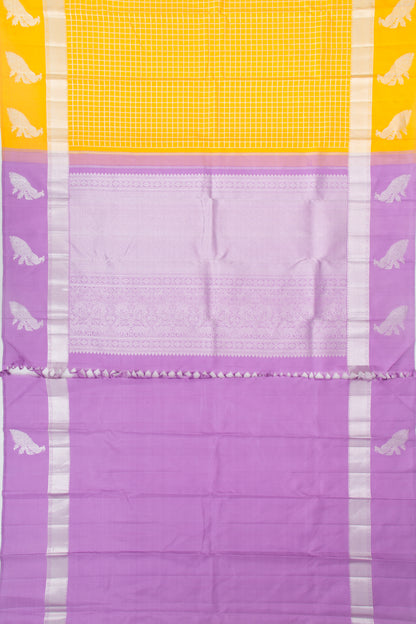 Kanchipuram Silk Checks Yellow Saree