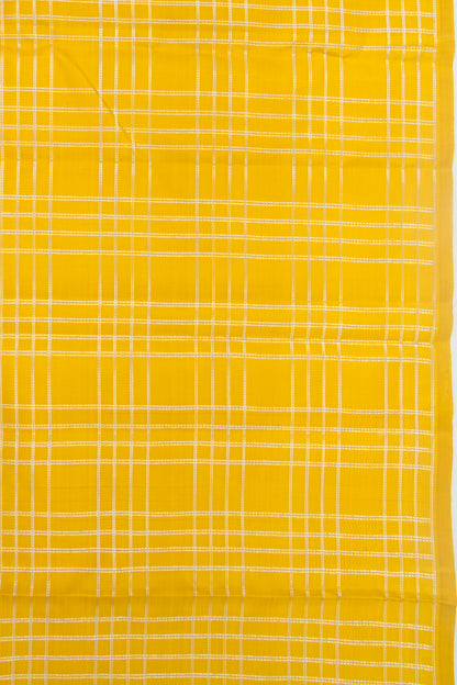 Kanchipuram Silk Checks Yellow Saree