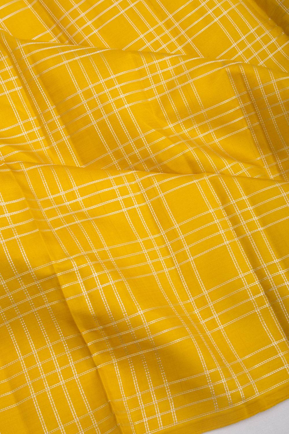 Kanchipuram Silk Checks Yellow Saree