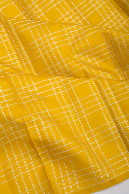 Kanchipuram Silk Checks Yellow Saree