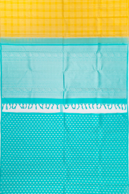 Kanchipuram Silk Checks Yellow Saree