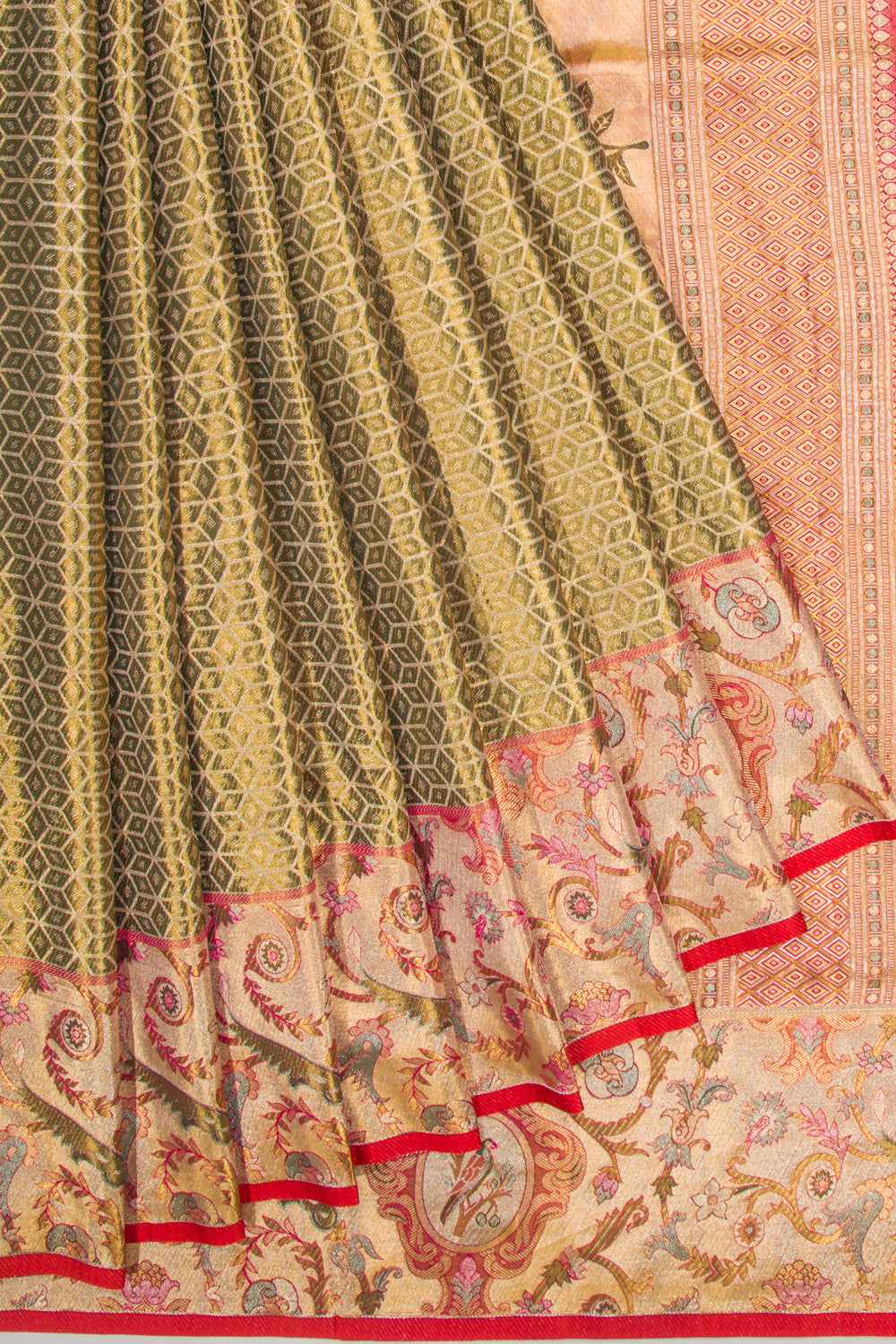 Kanchipuram Silk Tissue Brocade Green Saree