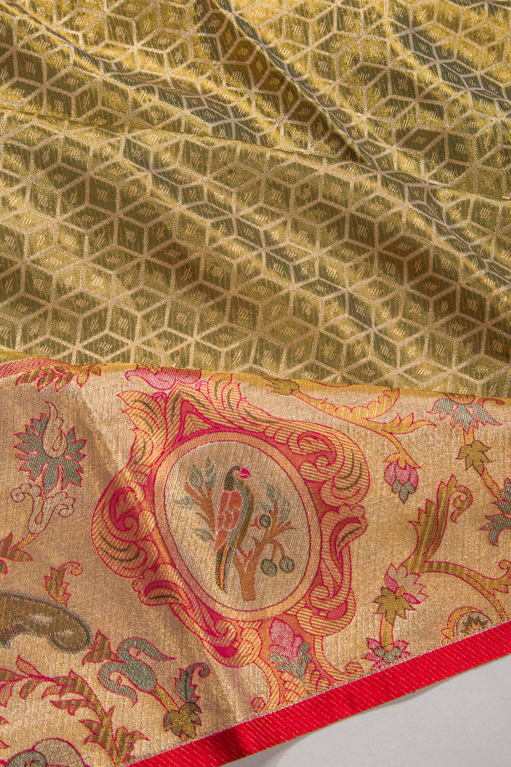 Kanchipuram Silk Tissue Brocade Green Saree