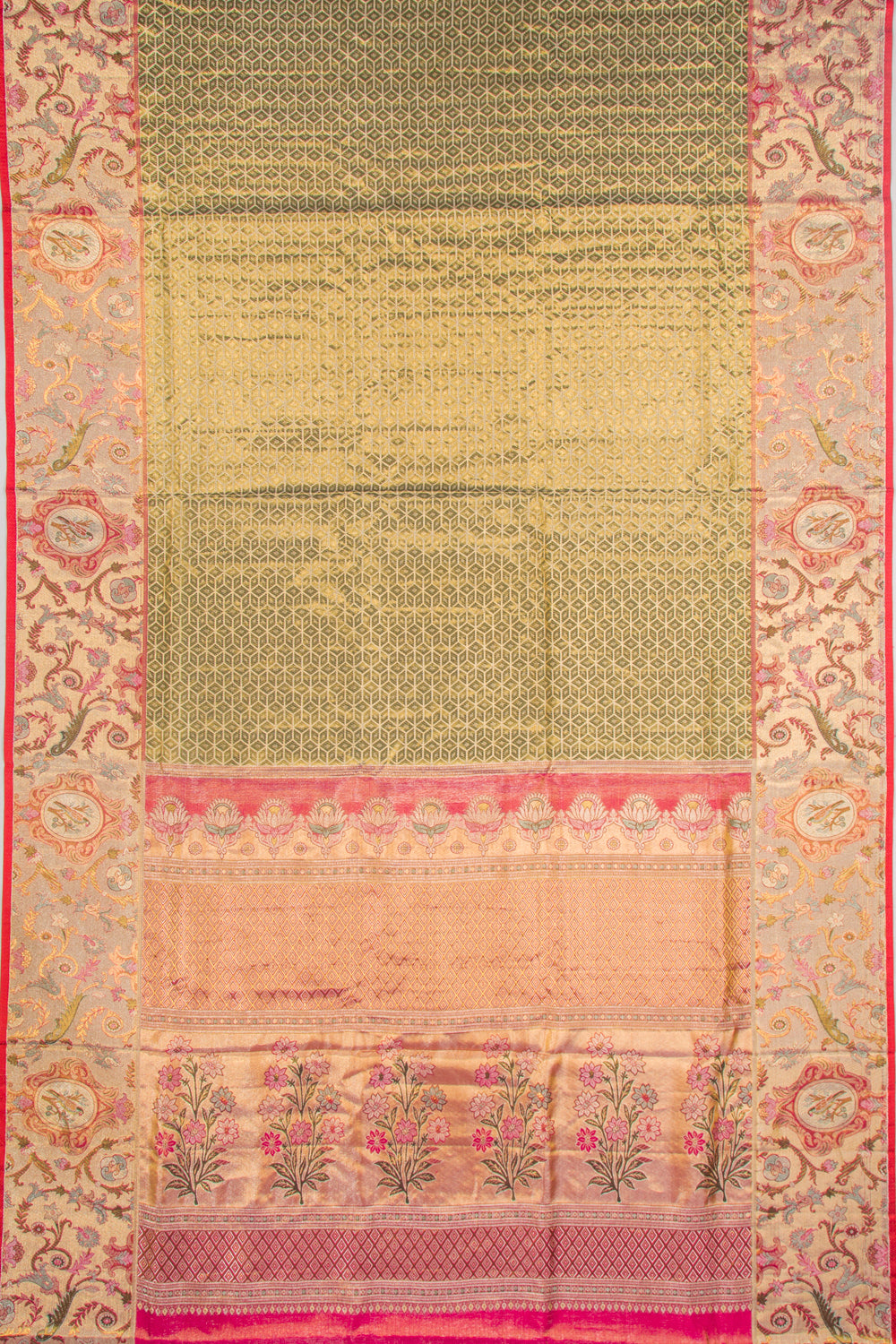 Kanchipuram Silk Tissue Brocade Green Saree