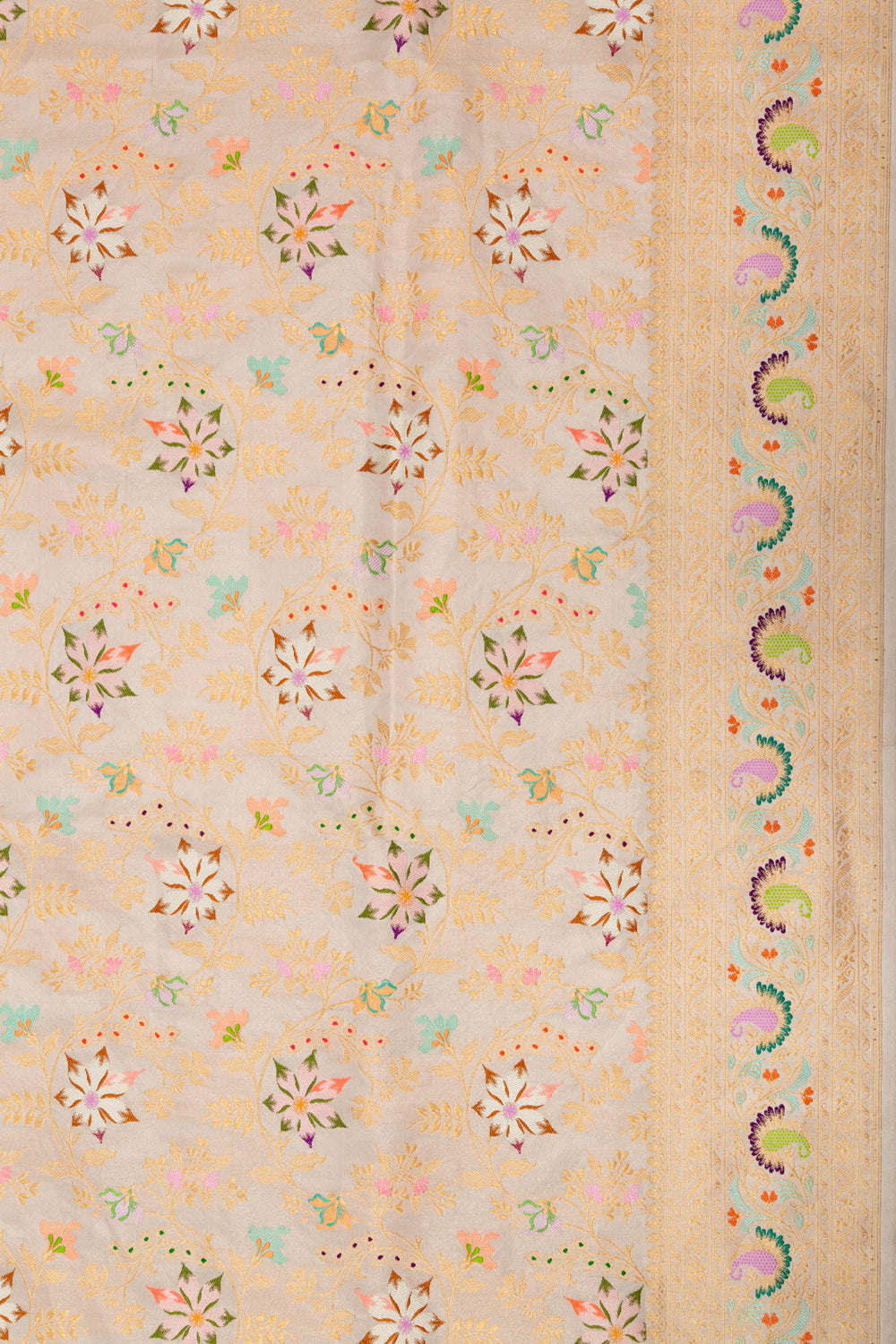 Banarasi Silk Tissue With Meenakari White Saree