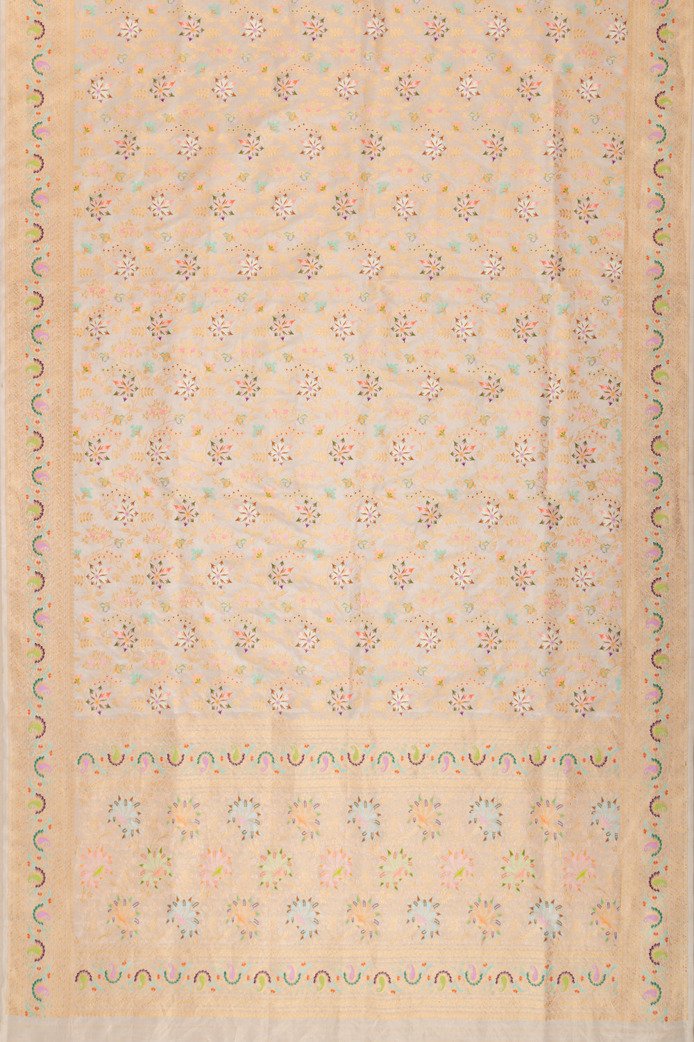 Banarasi Silk Tissue With Meenakari White Saree