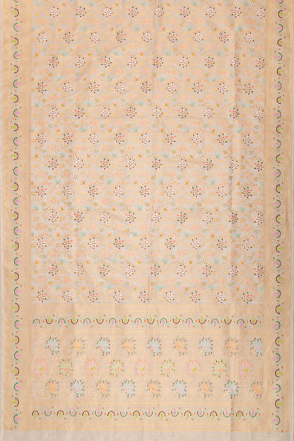 Banarasi Silk Tissue With Meenakari White Saree