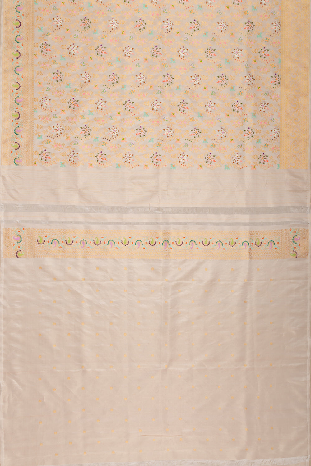 Banarasi Silk Tissue With Meenakari White Saree